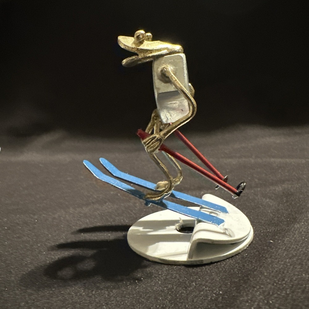 Vtg 2000 Arthur Ward Skier Frog Sculpture Nuts Bolts Winter Sport Reproduction - Picture 8 of 8